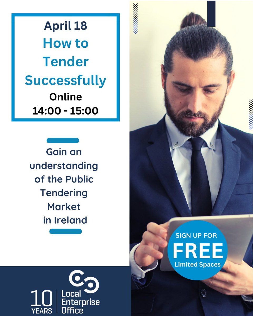 Do you want to tender for public contracts but don't know how to go about it? Then this course is for you. Learn how Public Sector bodies like Wexford County Council buy goods and services - Call for Tenders. Register at: tinyurl.com/477bwaa3