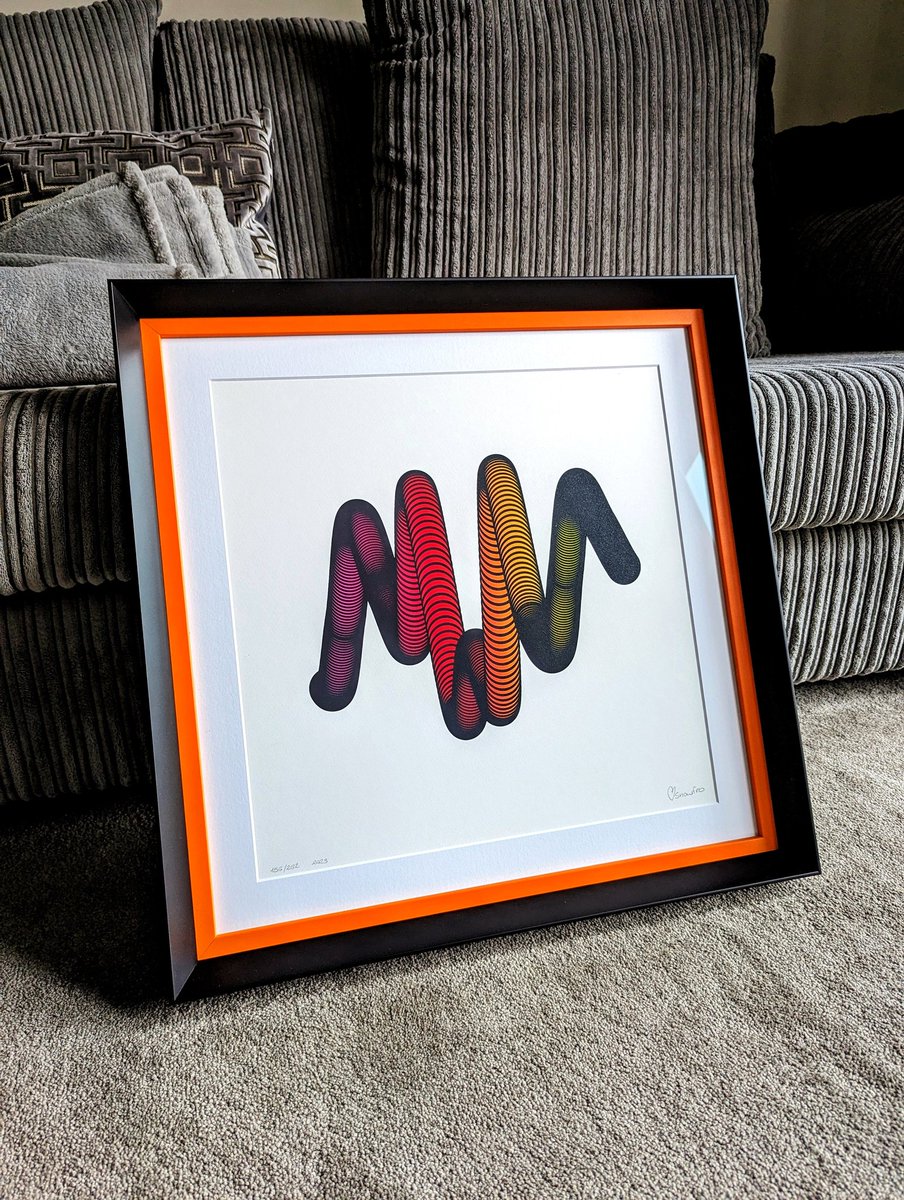 Double framed in orange and black, mimicking the ribbed trait. To the walls with you!