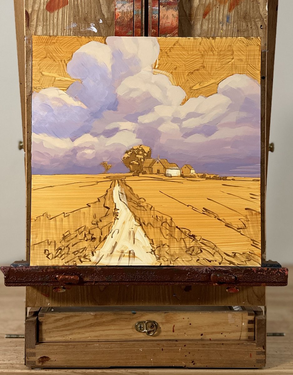 Painting in progress … clouds are fun to paint! I’m working on a new course to teach you my entire process start to finish! JimMusil.com/course-waiting…