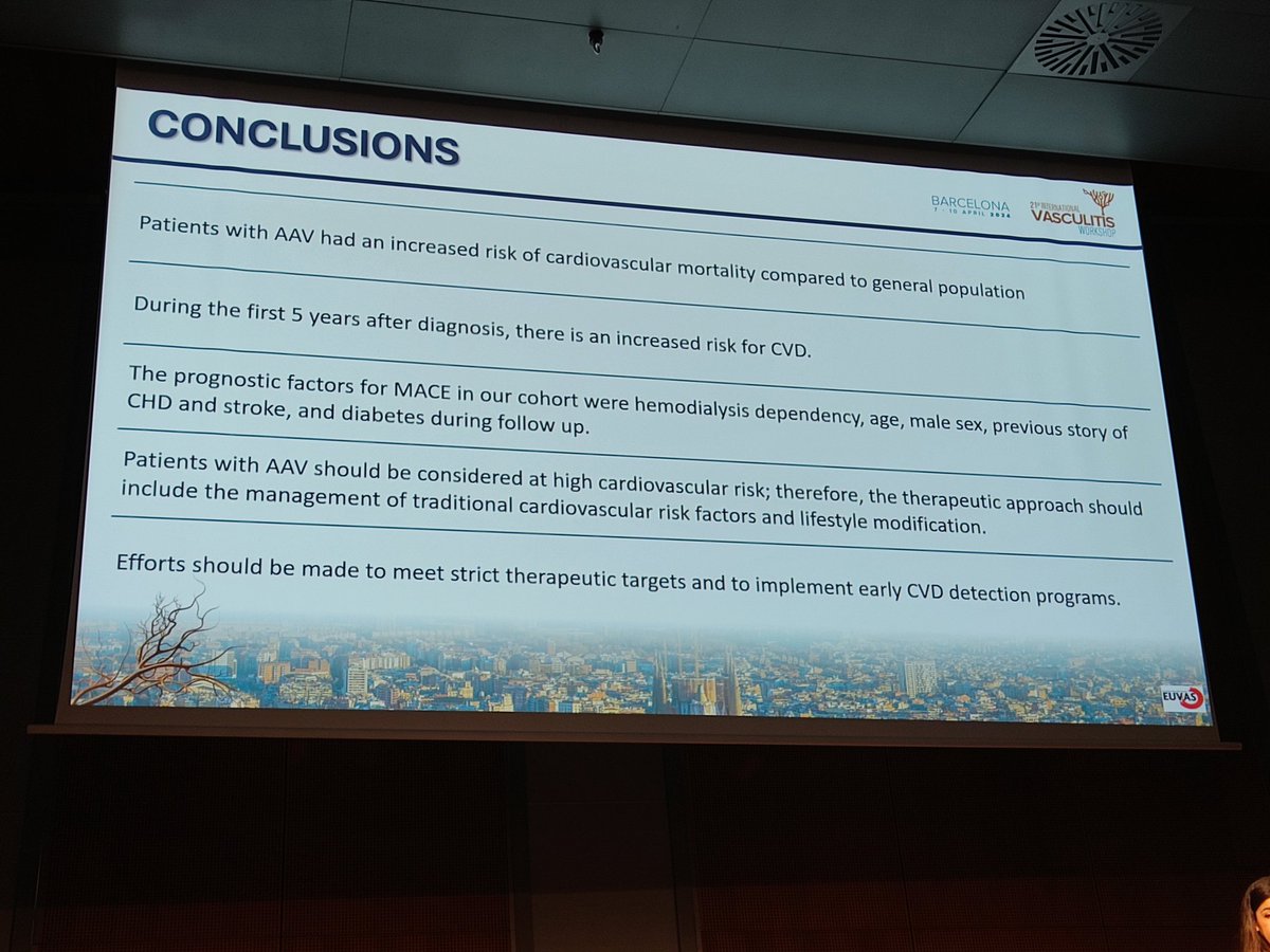 Beatrice Sánchez Alamo talking about AAV and cardiovascular comorbidities at <a href="/VasculitisBCN24/">Vasculitis Workshop Barcelona #VasculitisBCN2024</a> 
The message was clear and loud! Treat patients who are at risk of developing cardiovascular disease.
#VasculitisBCN2024
<a href="/Robsonjo4/">Jo Robson</a> <a href="/AKronbichler/">Andreas Kronbichler</a> 
<a href="/vascuk/">Vasculitis - In memory of John Mills MBE 💙💚</a> <a href="/IrishVasculitis/">VIA</a> <a href="/vasculitides/">vasculitides</a>