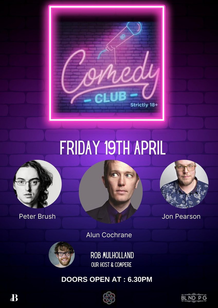 Get ready for a night of non-stop laughs at the comedy club on Friday, April 19th! We've got the hilarious Rob Mulholland as our guest host and Compere, along with Peter Bush and Jon Pearson. And to top it all off, Alun Cochrane will be headlining the show!