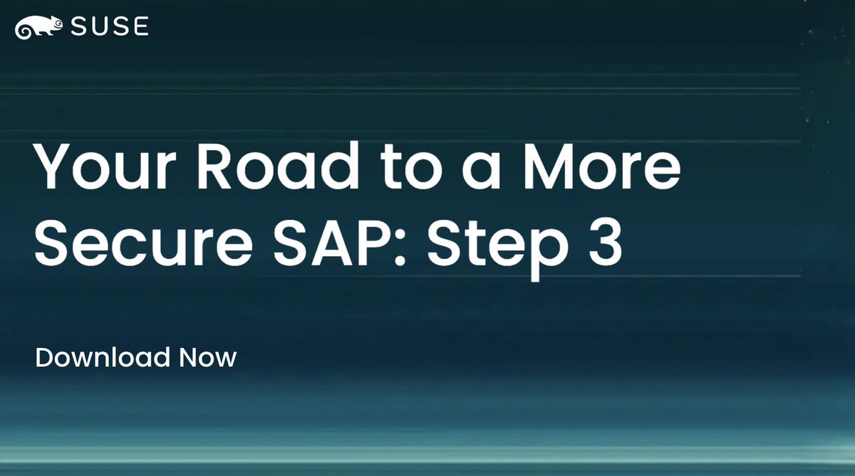SLES4SAP's tweet image. See at-a-glance how #SUSE can help you navigate through a path to a more secure #SAP platform. Take a look at Step 3 - How SUSE approaches the Paradox of Patching.

#SUSEChampions infl.tv/n37G