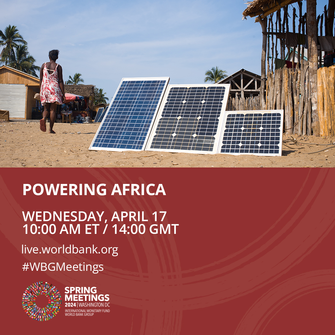 Affordable #EnergyAccess can transform economies and lift millions out of poverty in Africa. Join us on April 17 for the #PoweringAfrica event as we discuss financial and technical aspects with private sector partners. wrld.bg/uejw50RaMbR #WBGmeetings