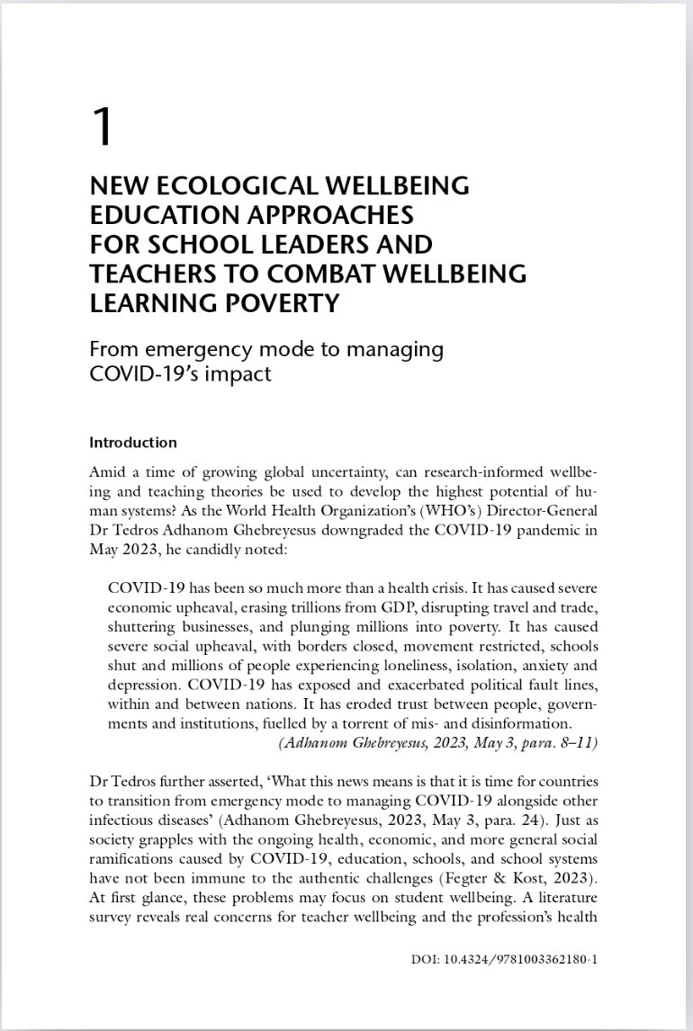 NEW PUBLICATION: White, M. A. (2023). Integrating wellbeing and learning in schools: Evidence-informed approaches for leaders and teachers. Taylor & Francis. doi.org/10.4324/978100…