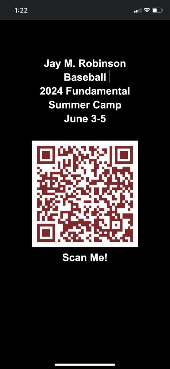 ROBINSON FUNDAMENTAL SUMMER CAMPS are BACK!! Baseball and softball will be hosting a fundamental camp June 3-5! Please scan the below QR code for the Google form and more information!