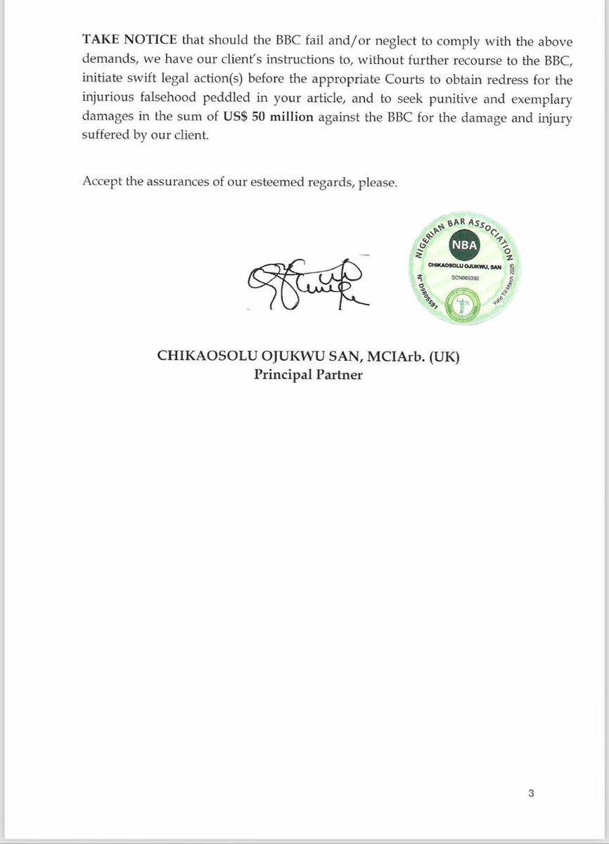 Pamilerin's tweet photo. Betta Edu lawyers slams BBC NEWS WORLD of $50m for defamation of character and libel. https://t.co/j3THEzU31y