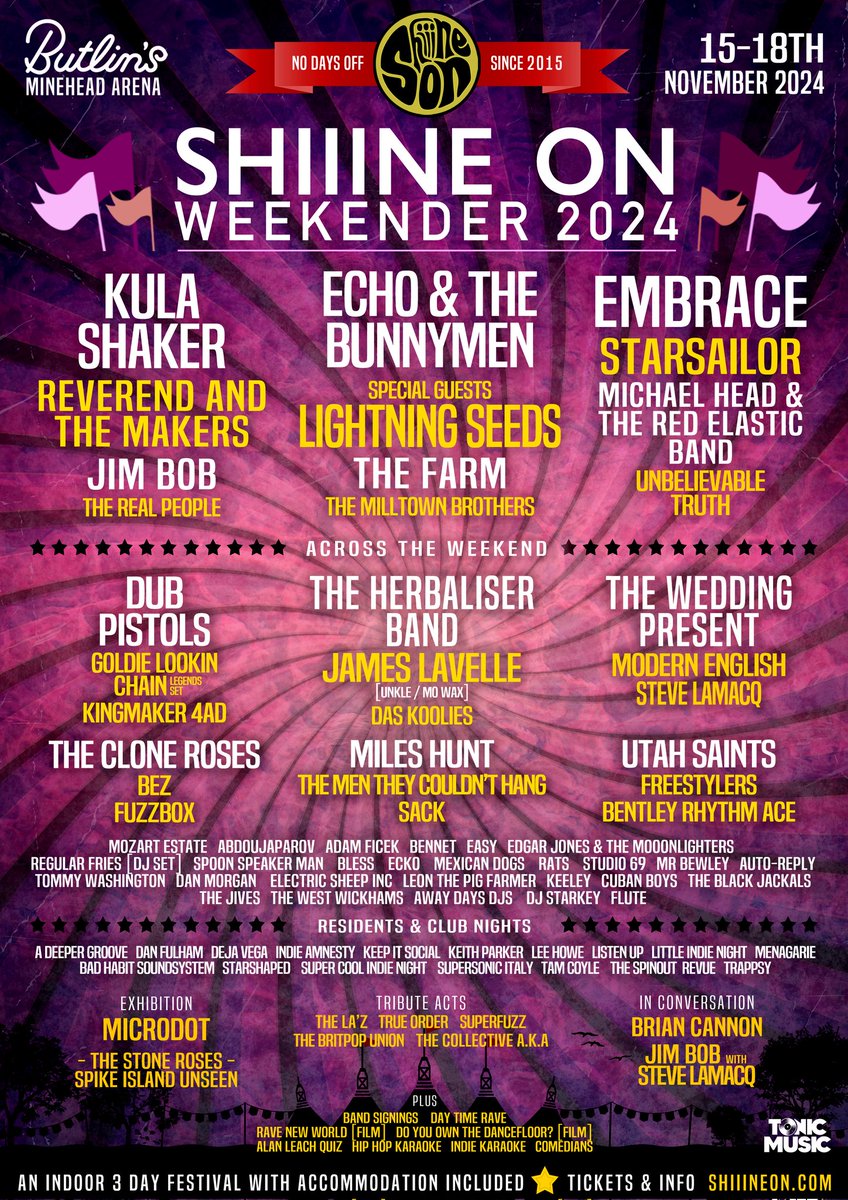 Top 3 bands you are looking forward to at this years SHiiiNE ON WEEKENDER.... ? 😎