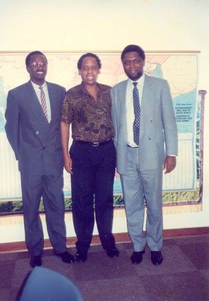 Today 31 years ago, Chris Thembisile Hani was murdered. #SouthAfrica and #Africa lost a freedom fighter,ideologue and an exceptional leader. He was against indignity, oppression,and exploitation. P. Rutabanzibwa (L) and I (R) met Hani in Joburg,March 1992. 'Lala ngoxolo' Chris