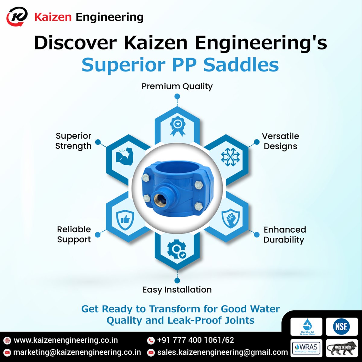 _kaizenengineer's tweet image. The waves of quality and durability with Kaizen Engineering&apos;s Superior Saddles! Our premium-grade designs offer unmatched strength, easy installation, and leak-proof joints. 

#superiorsaddles #efficientinstallation #strengthanddurability #kaizenengineering