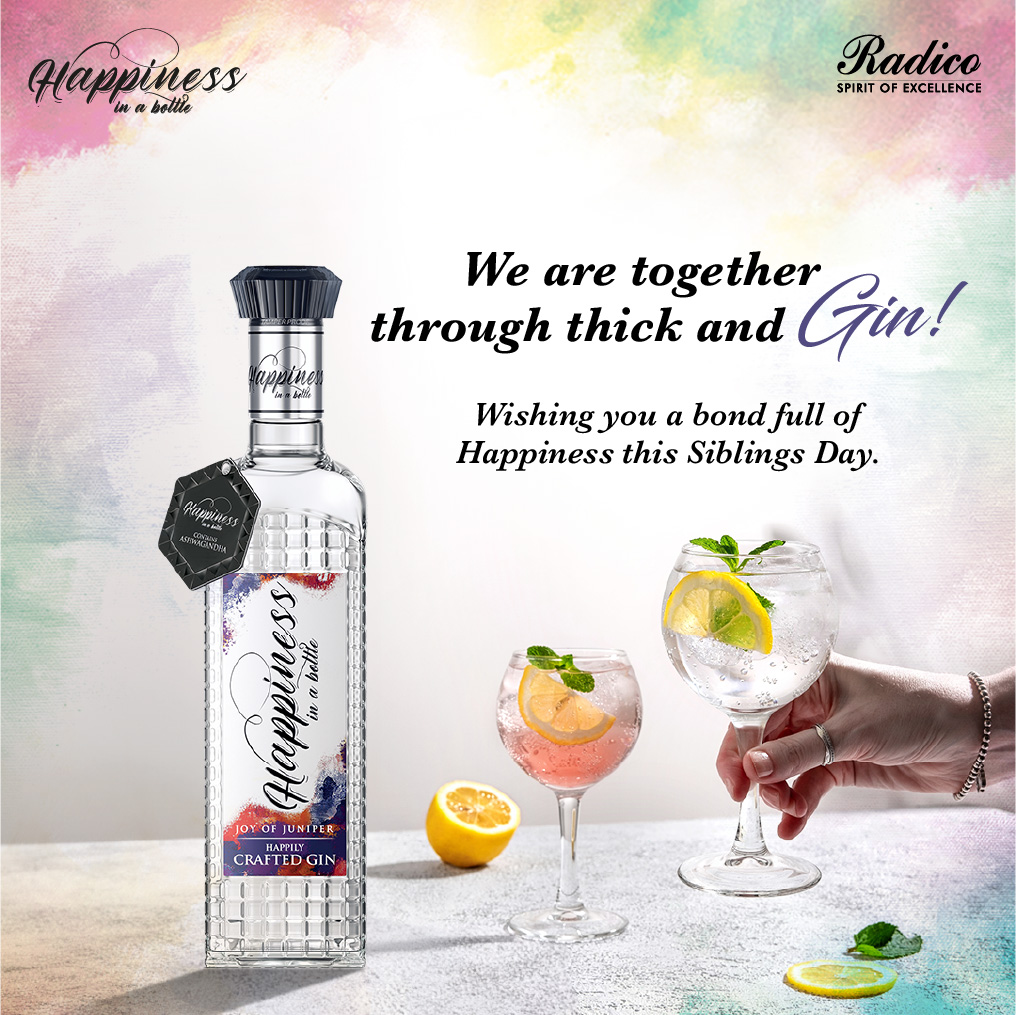 Just as the gin and tonic blend creates happiness, the bond with siblings is a delightful mix of love, laughter, and shared memories. Cheers to the unique spirit that makes life sparkle. Wishing you all a #HappySiblingsDay #HappinessInABottle #JoyOfSharing #SiblingsDay