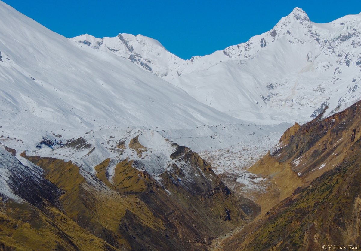 The ice-sculpted horn of Nanda Khani (6,029 m) watches over Shalang, a scaly glacial 'makara' or 'crocodile' with a 'pancanakha' or 'five-clawed' moraine.