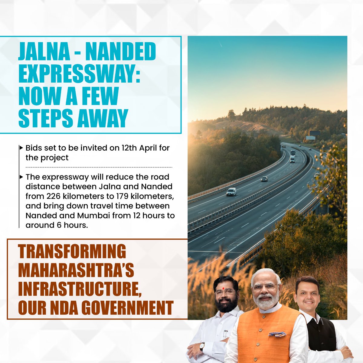 The Jalna-Nanded Expressway project promises to halve travel time between Nanded and Mumbai, thanks to CM Eknath Shinde's vision for enhanced connectivity and economic growth.