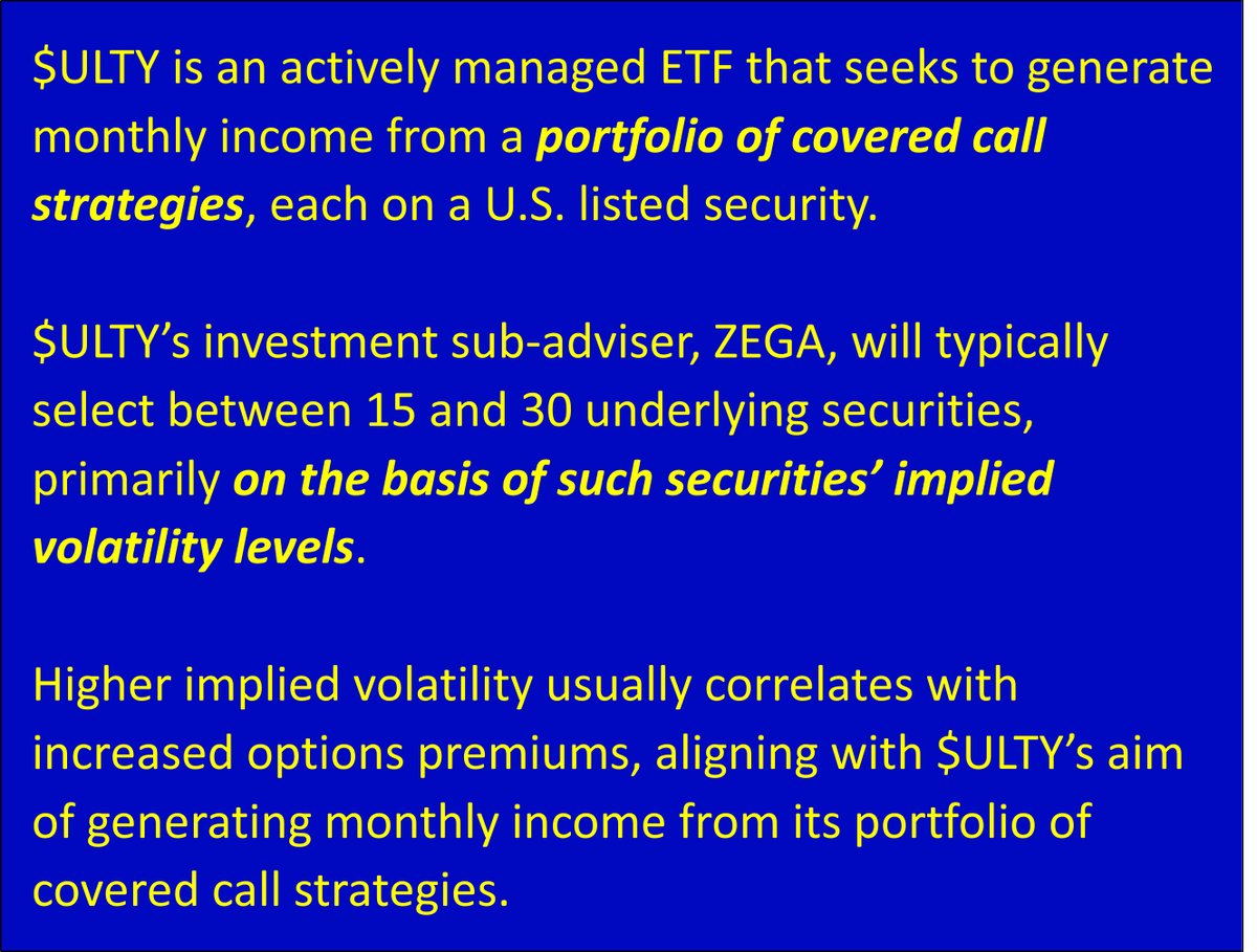 Some say a portfolio of covered calls generates more income than a covered call on a portfolio of securities. 

Learn more about $ULTY below and @ YieldMaxETFs.com.

#callwriting #buywrite #income #dividends #CoveredCallETF #YieldMaxETFs #DRIP