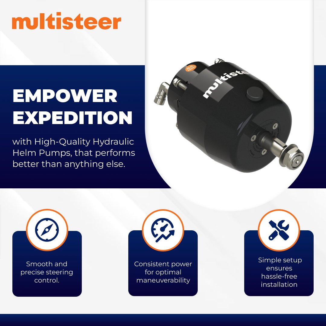 Get ready to hit the water in no time, with high-performance and reliable helm pumps by Multisteer to elevate your experience!

multisteer.com/hydraulic-stee… .
#Multisteer #boatsteering #boatsteeringkit #Peru #hydraulic #steeringsystem #Philippines #Vietnam #Thailand #Portugal