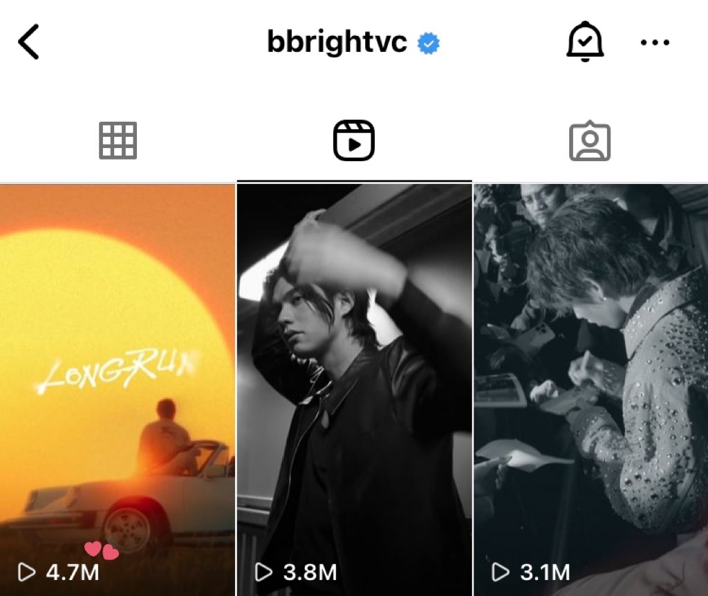 ยอด reels ในไอจีโหดมากกกกกก
วันเดียว 4.7M เลยอะ ยอดวิวในยูทูปก็ปังง 🥳🙌🏻

#LongRunMV 
#BRIGHT_LongRun 
#bbrightvc @bbrightvc