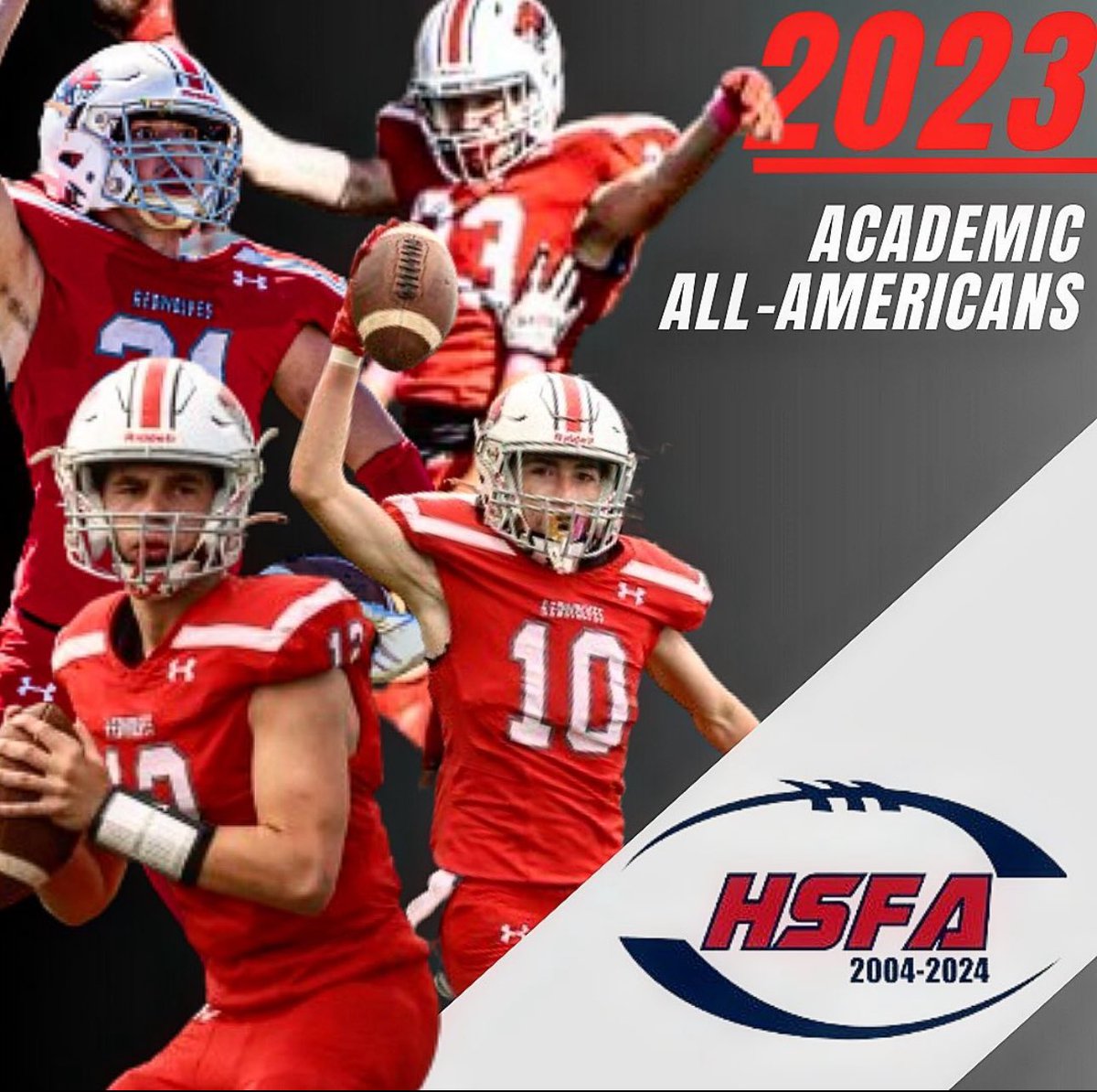 Shout out to our four football players for their recognition for being Academic All-Americans by @highschoolfootballamerica ! Gabe Welsh Charlie Shute Cael Mellon Tommy McGrory