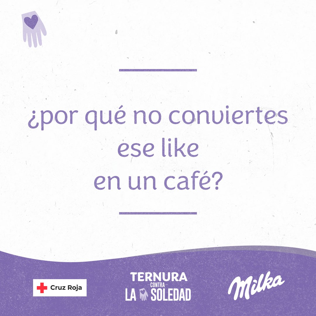 Milka_ES's tweet image. ¿Por qué no conviertes ese like en un café? En Milka creemos que la soledad termina donde empieza la ternura.​

Únete a la iniciativa en 👉 ternuracontralasoledad.com