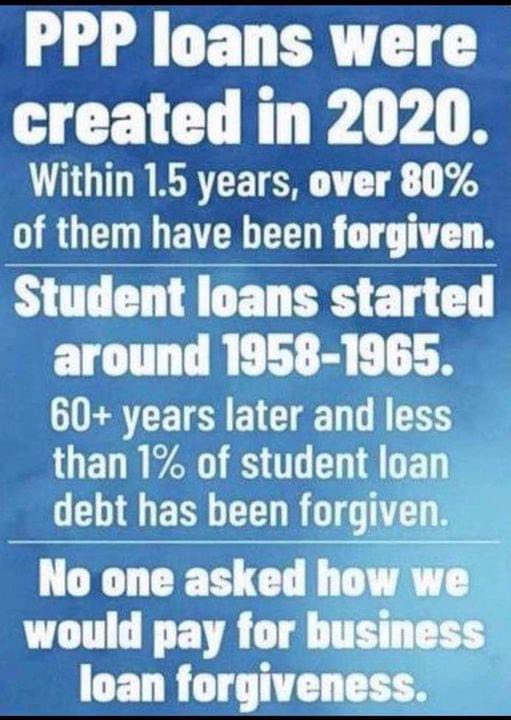 Goes back to my conspiracy theory that #COVID_19 #PPPLoans were just an intentional mass transfer of wealth from the Middle Class to the top wealthy elites! I urge everyone with #StudentLoans to check out Student Loan Justice @StudentLoanJus1 & write in Alan Collinge for @POTUS!