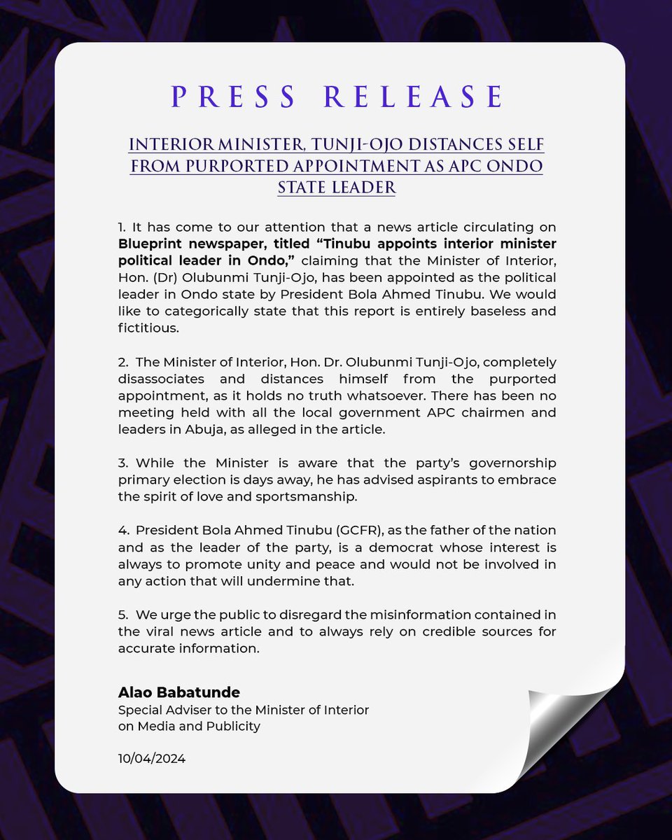 PRESS RELEASE