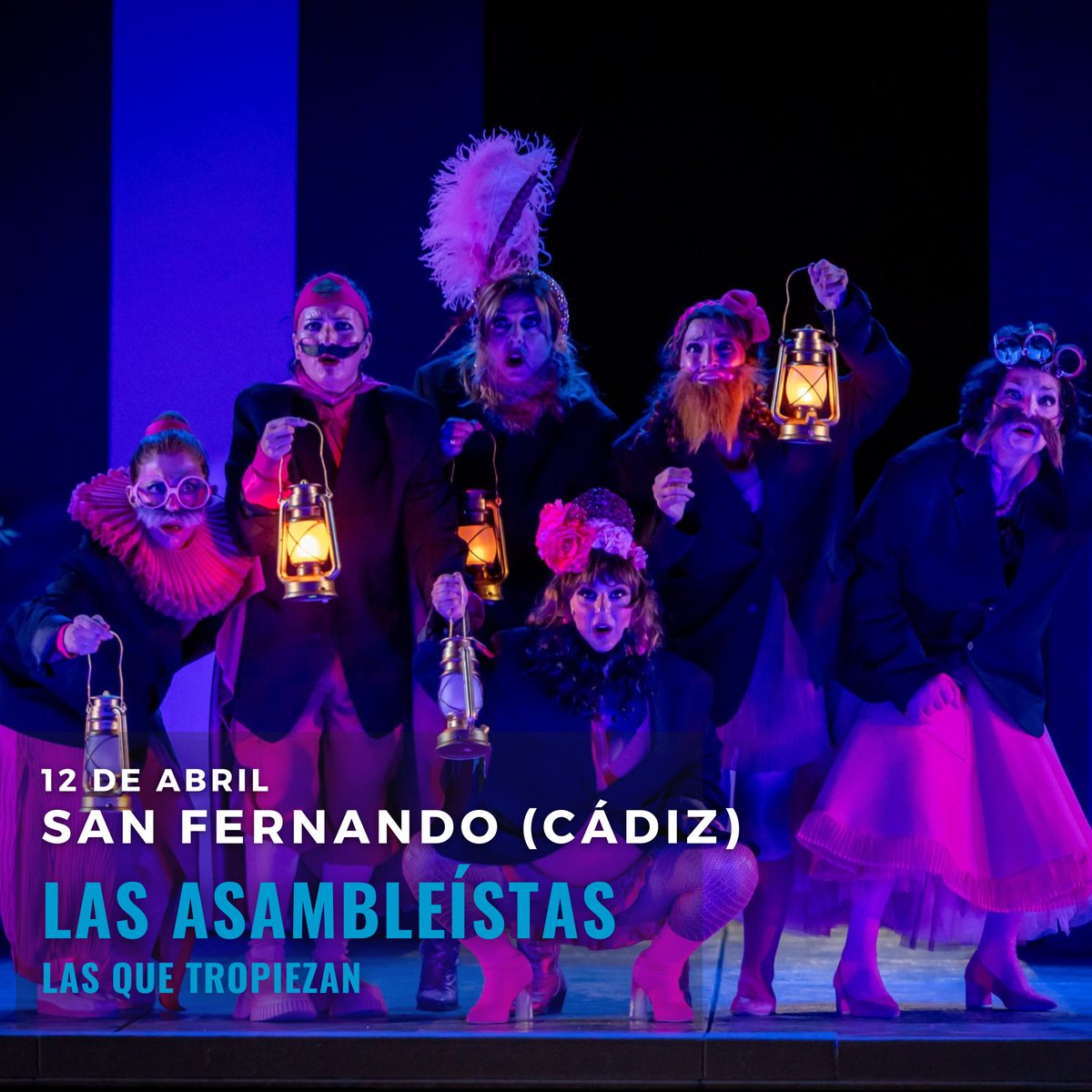 El 12 de abril 🗓️, #LasAsambleístas llegan al Teatro de Las Cortes de San Fernando (Cádiz) 📍 Una comedia que reflexiona sobre el papel de las mujeres a lo largo de la historia y sus tropiezos que no te puedes perder 😁 ¡Te esperamos en el teatro!🎭 @JCimarro @ElTerratTeatro