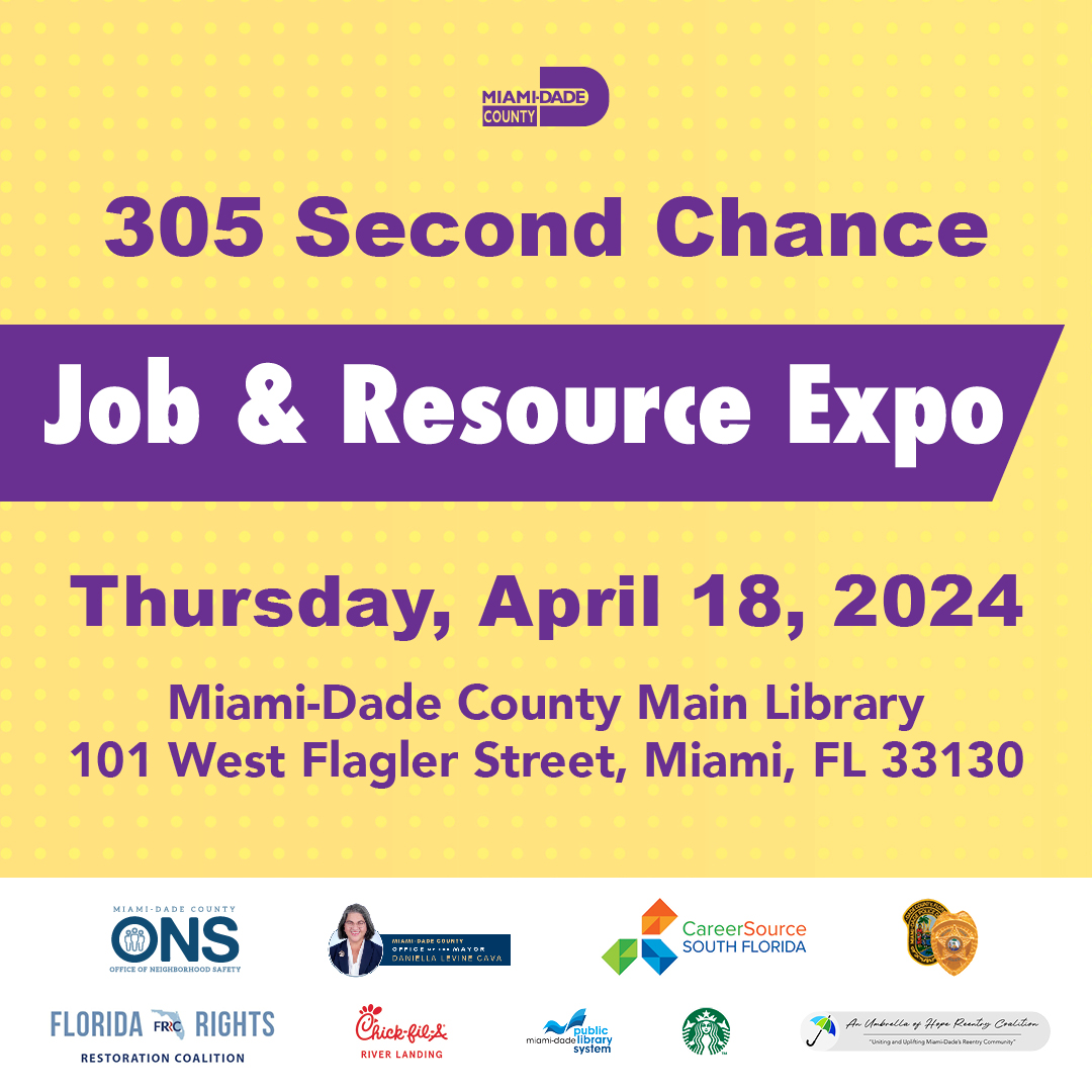 Don't miss the 305 Second Chance Job & Resource Expo on April 18, 10 a.m. - 2:30 p.m., at @MDPLS Main Library.  This free event provides formerly incarcerated job seekers in #OurCounty with valuable opportunities and support to rebuild their lives.