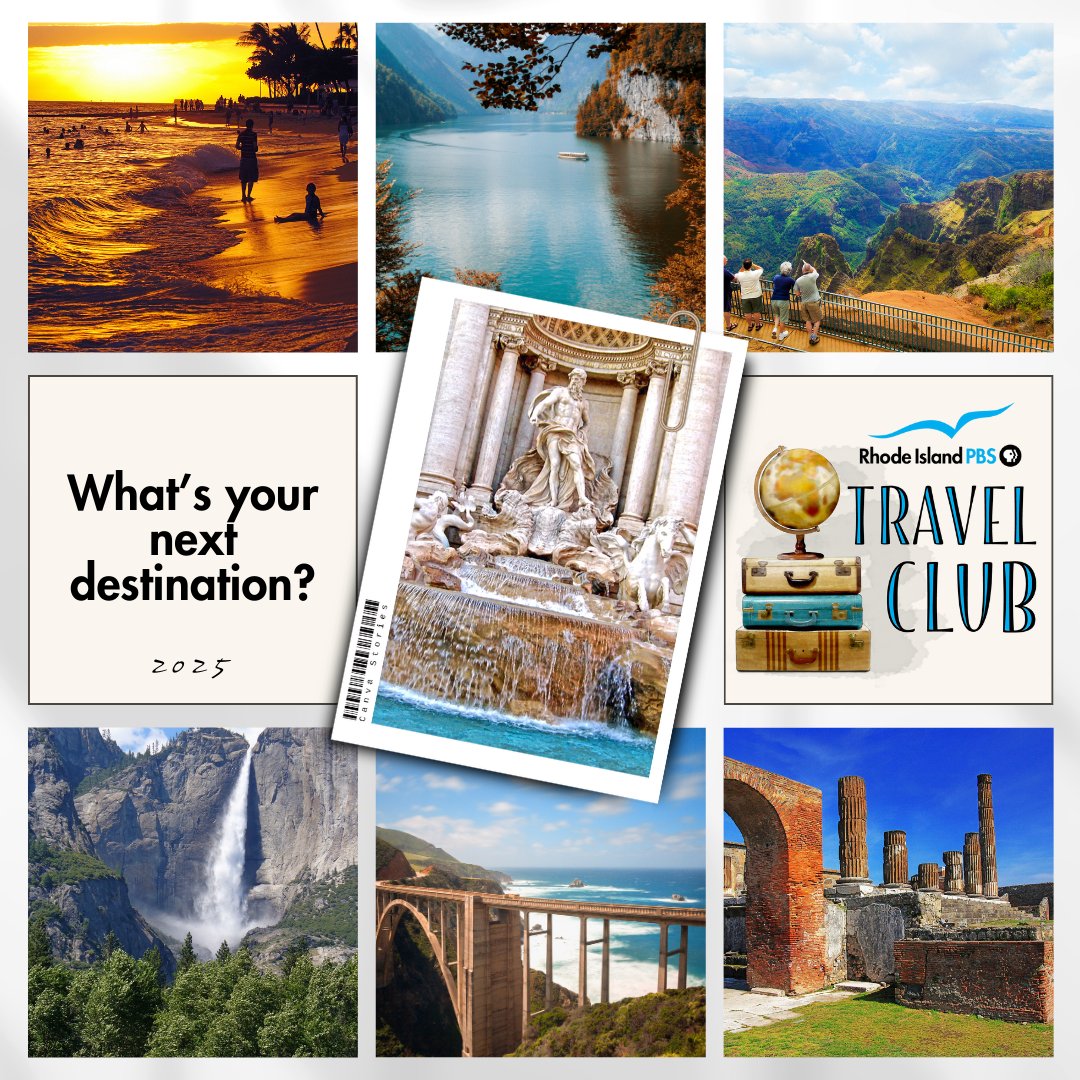 Take your next vacation with Rhode Island PBS' Travel Club! ✈️ Register for our Zoom Informational Meeting's now (Rome trip dates and registration are currently not open yet): 🌺 Hawaiian Adventure: bit.ly/HawaiiPresenta… 🏝️ California Dreamin': bit.ly/CaliforniaPres…