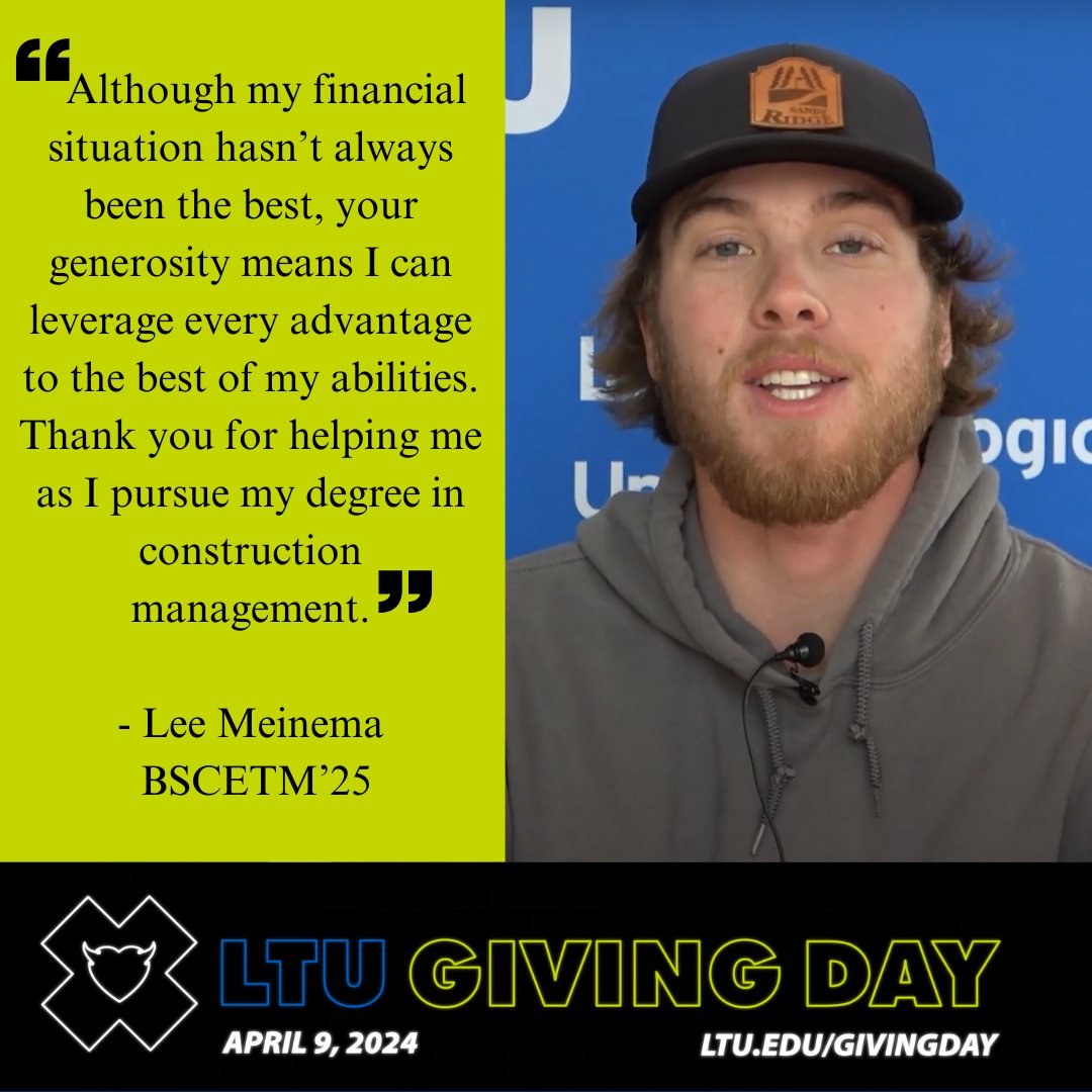 We're still accepting Giving Day donations until 12 p.m. today! Thank you for being part of a very important day. Your support means so much to the students!

Give online here ➡️ bit.ly/3tOeATm

#WeAreLTU #LTUGive