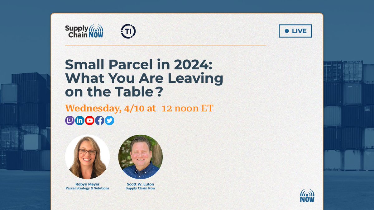 🌟 Dive into the future of small parcel shipping with us TODAY! Hosted by @ScottWLuton & @mklove2, alongside Robyn Meyer of @TransprtInsight. Don't miss out on this opportunity to stay at the forefront of innovation. Reg: bit.ly/43GF8Dj