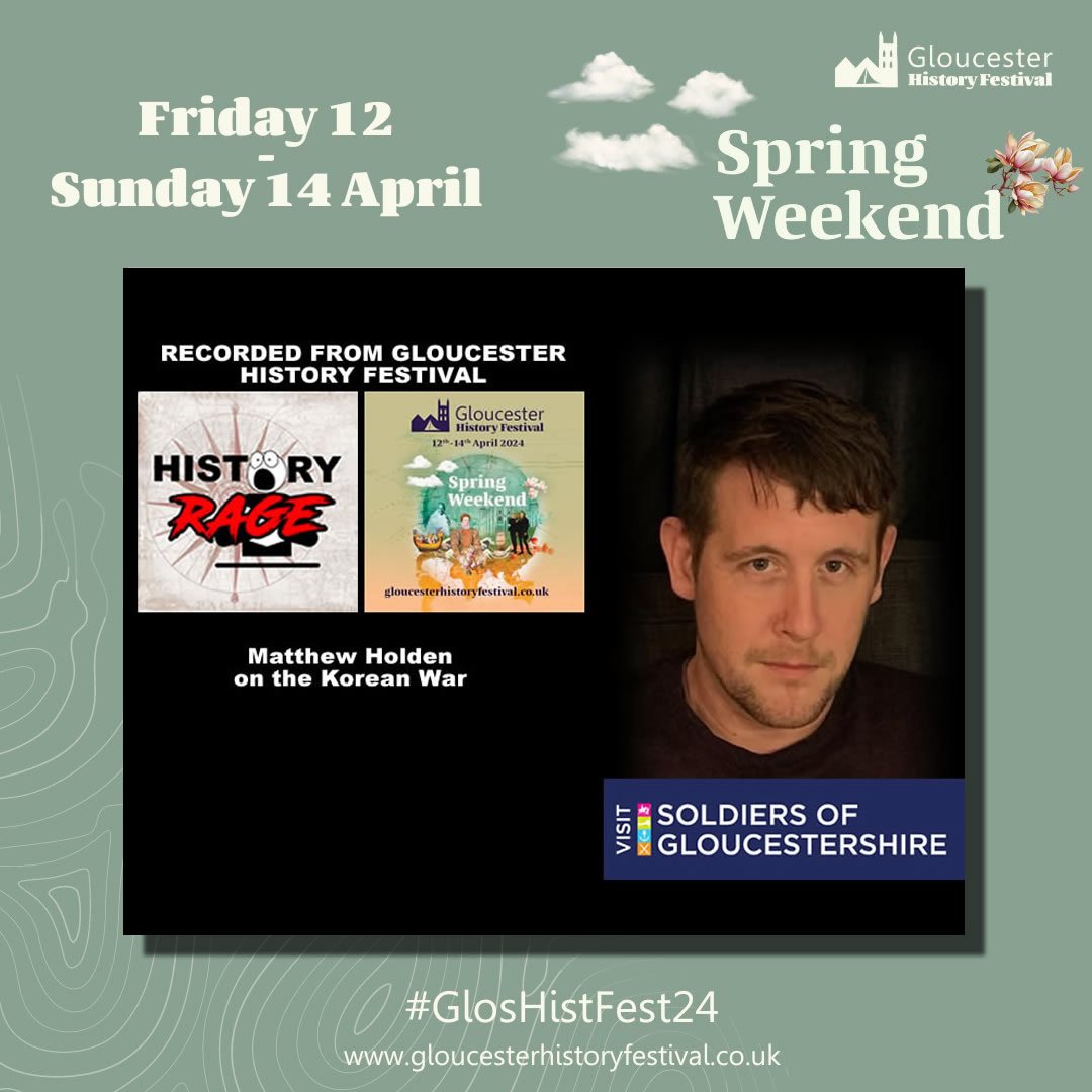 ⏲️ ⌛ COUNTDOWN TO GLOUCESTER 🏰 
This weekend Paul is recording 7 EPISODES at @GlosHistFest Matthew Holden, Curator of the @SoldiersofGlos Museum will be raging that we're sick of the Korean War being overlooked!

Stay Tuned!
#GlosHistFest24