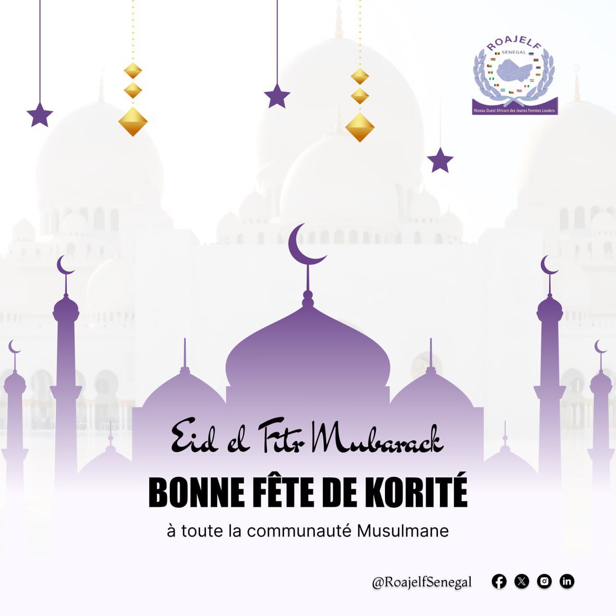 Le @RoajelfSenegal souhaite une excellente fête de Korité à toute la communauté musulmane. DEWENATY🙏🏾 #Eid_Mubarak #kebetu