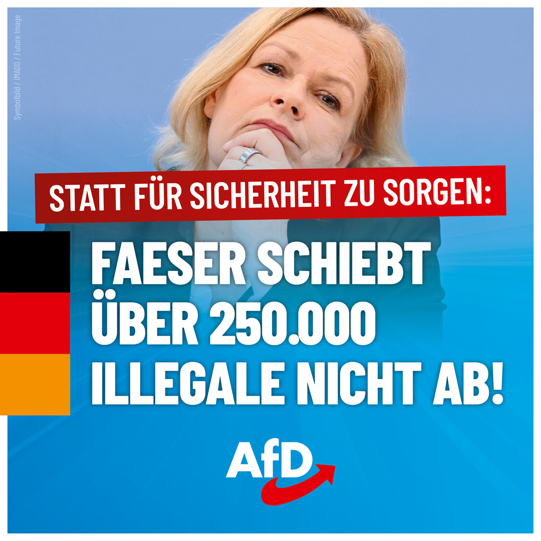 Faeser schiebt über 250.000 Illegale nicht ab! Die Verhöhnung der Bevölkerung durch #SPD-Innenministerin #Faeser kennt keine Grenzen. „Deutschland ist eines der sichersten Länder der Welt“, behauptet Faeser gleich zu Beginn ihrer Pressekonferenz, bei der sie die Polizeiliche…