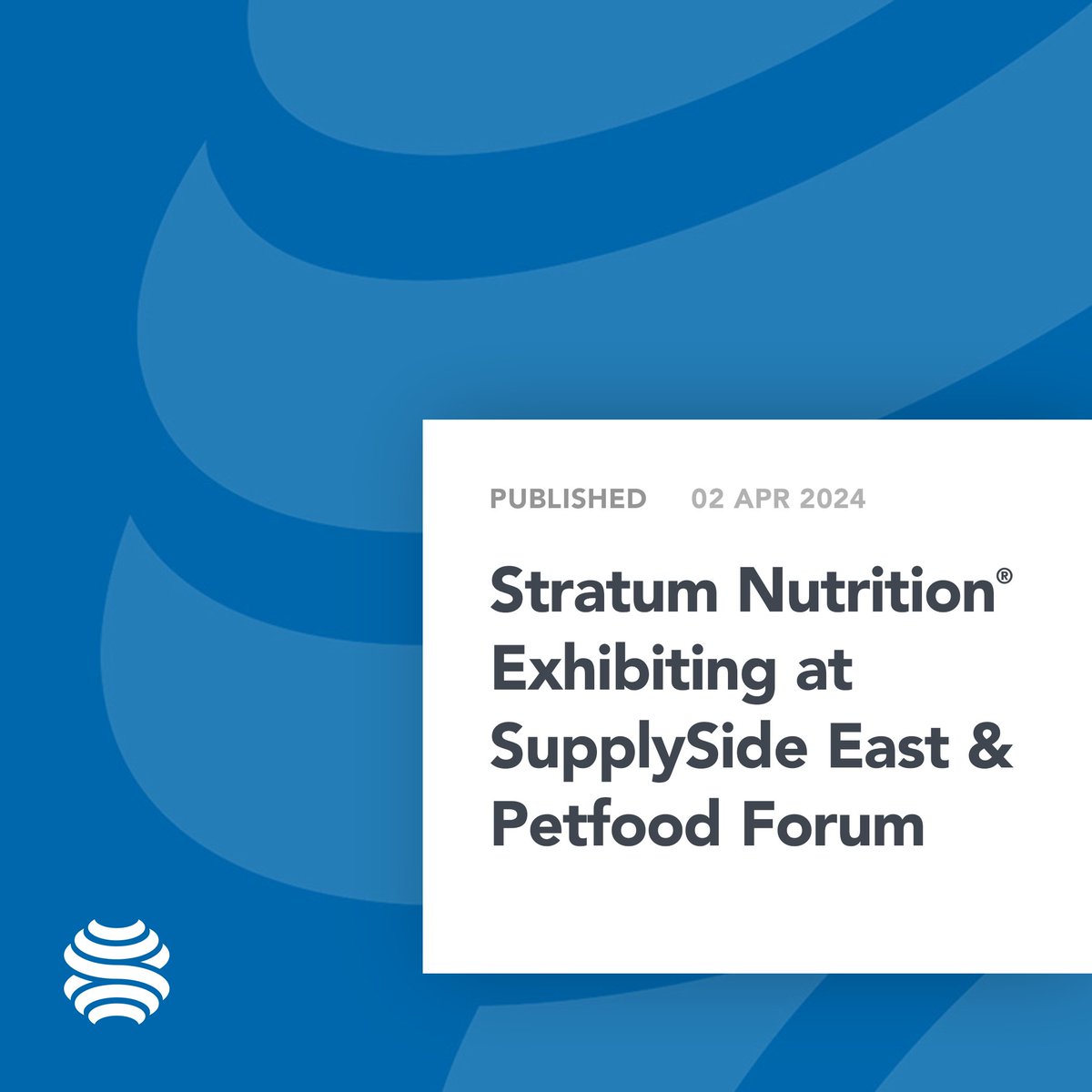 The Stratum Nutrition® team is headed to SupplySide East and Petfood Forum! 

For more information: stratumnutrition.com/resources/post…

#stratumnutrition #supplyside #petfoodforum #newjersey #kansascitymo