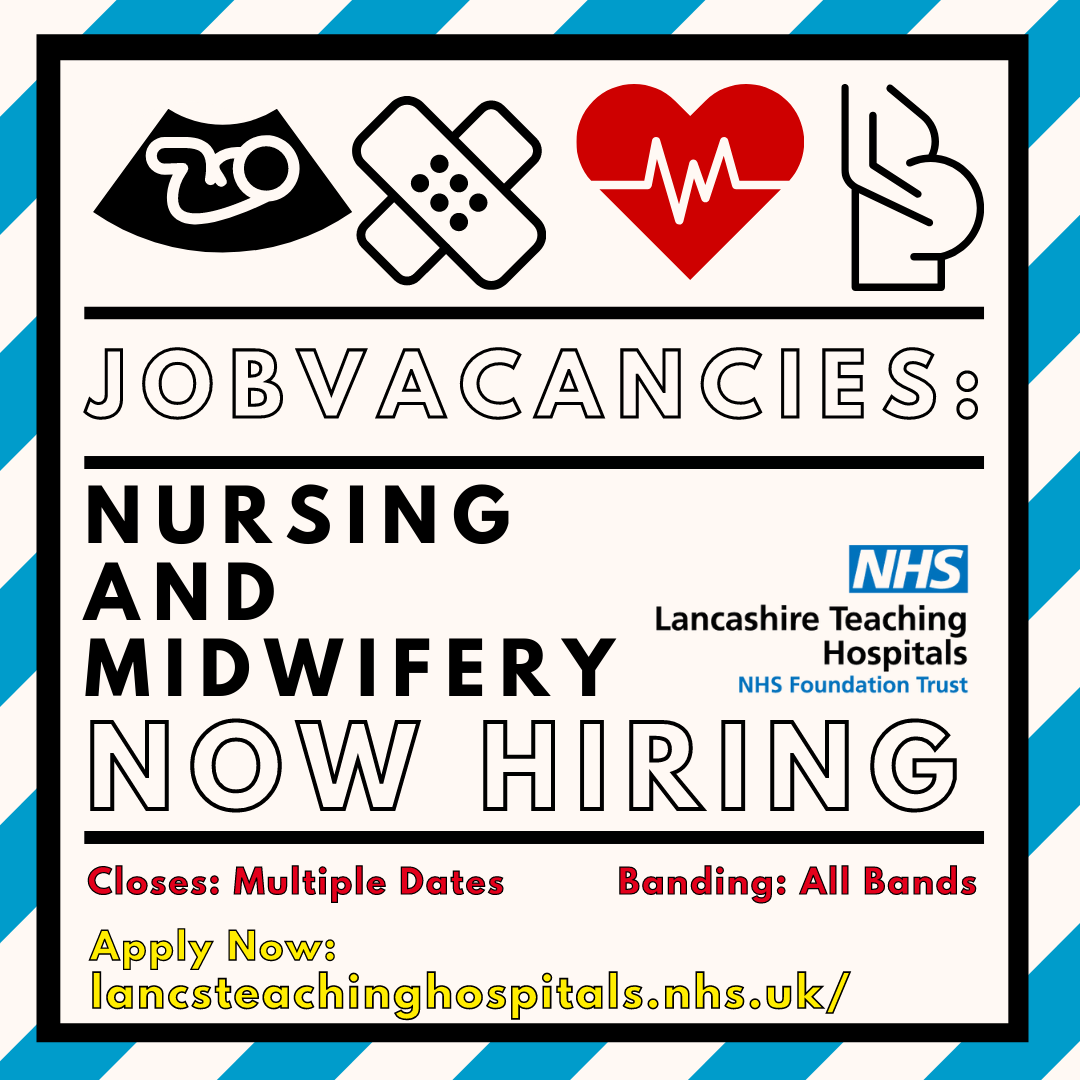 💙Job Vacancies: #Midwifery and Nursing @LancsHospitals we are actively recruiting a range of nursing and midwifery roles across all bandings. Take a look where you could be working! ⏰Closing: Multiple Dates Discover the right job for you here: bit.ly/3I0XtAF #NHS