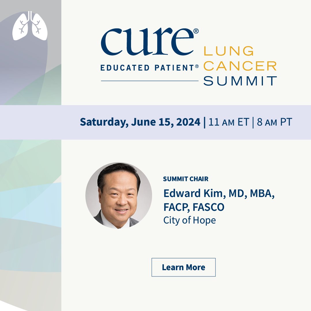 Mark your calendars! On June 15, join the Educated Patient Lung Cancer Summit to gain invaluable knowledge on biomarker testing, targeted therapies, & more from esteemed experts like @DrEdKim from @cityofhopeoc . Register now! ow.ly/1TQe50Rbi5j #educatedpatient #lungcancer