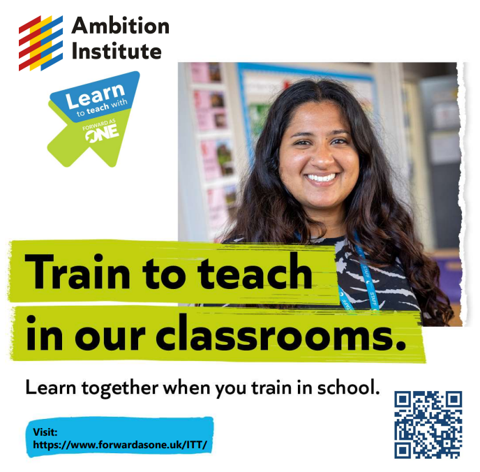 Learn more and Apply Now at forwardasone.uk/ITT/ 🍎🌱

@Ambition_Inst @getintoteaching
#teaching #teachertraining #teachertrainingcourse