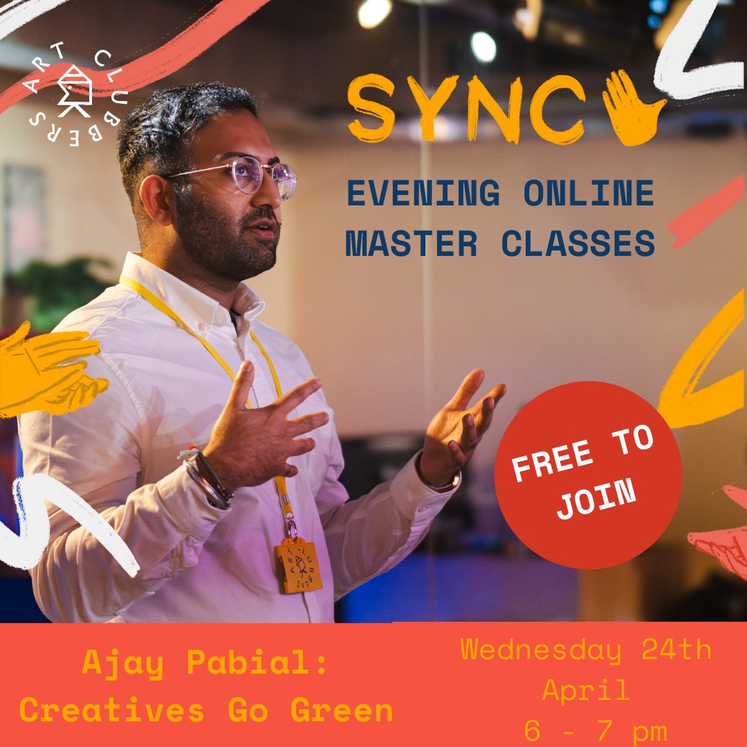🌍Master Class: Creatives Go Green🌍 In Ajay's workshop, learn tips and tricks to tweak your creative careers to be conscious about the world we live in & how the littlest changes can make a positive impact & more! Book now! ow.ly/KyCQ50Rc54K WEDNESDAY, APRIL 24TH, 6-7PM