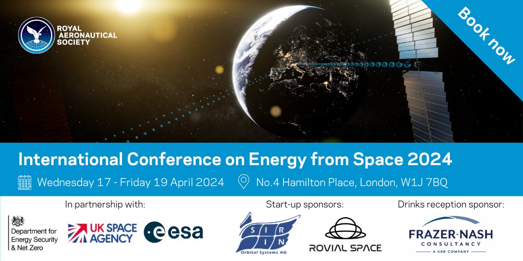 1 week until the the International Conference on #EnergyfromSpace 2024, in partnership with @energygovuk, @spacegovuk and @esa. Join us and delve deeper into the realm of #CleanEnergy from space for a greener future: ow.ly/zLgT50Rc4RZ #CleanEnergy