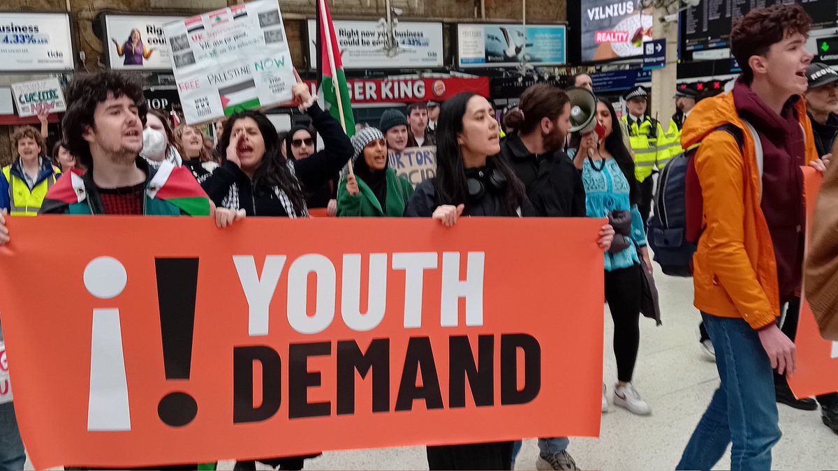 Youth Demand inside Charing X railway station today