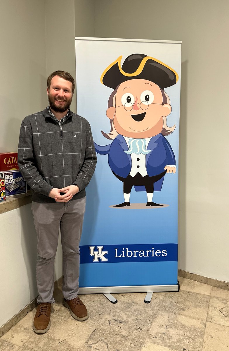 Amy Laub, Jack Jenkins, and Ryan Wilder from @UKLibraries are hanging out with Ben Franklin. This library has been part of the FDLP since 1907. #NationalLibraryWeek
