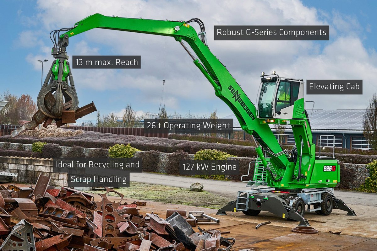 SENNEBOGEN_mk's tweet image. NEW #SENNEBOGEN 826 G-SERIES 26 T #MATERIALHANDLER 🆕

✅ 13 m reach
✅ operating weight of 26
✅ ideal for waste #recycling, scrap, and timber applications

💡 World premiere at #IFAT2024.

Read more: 👉 bit.ly/49woFDb

#BigRecyclingFuture #IFAT #MOVEBIGTHINGS