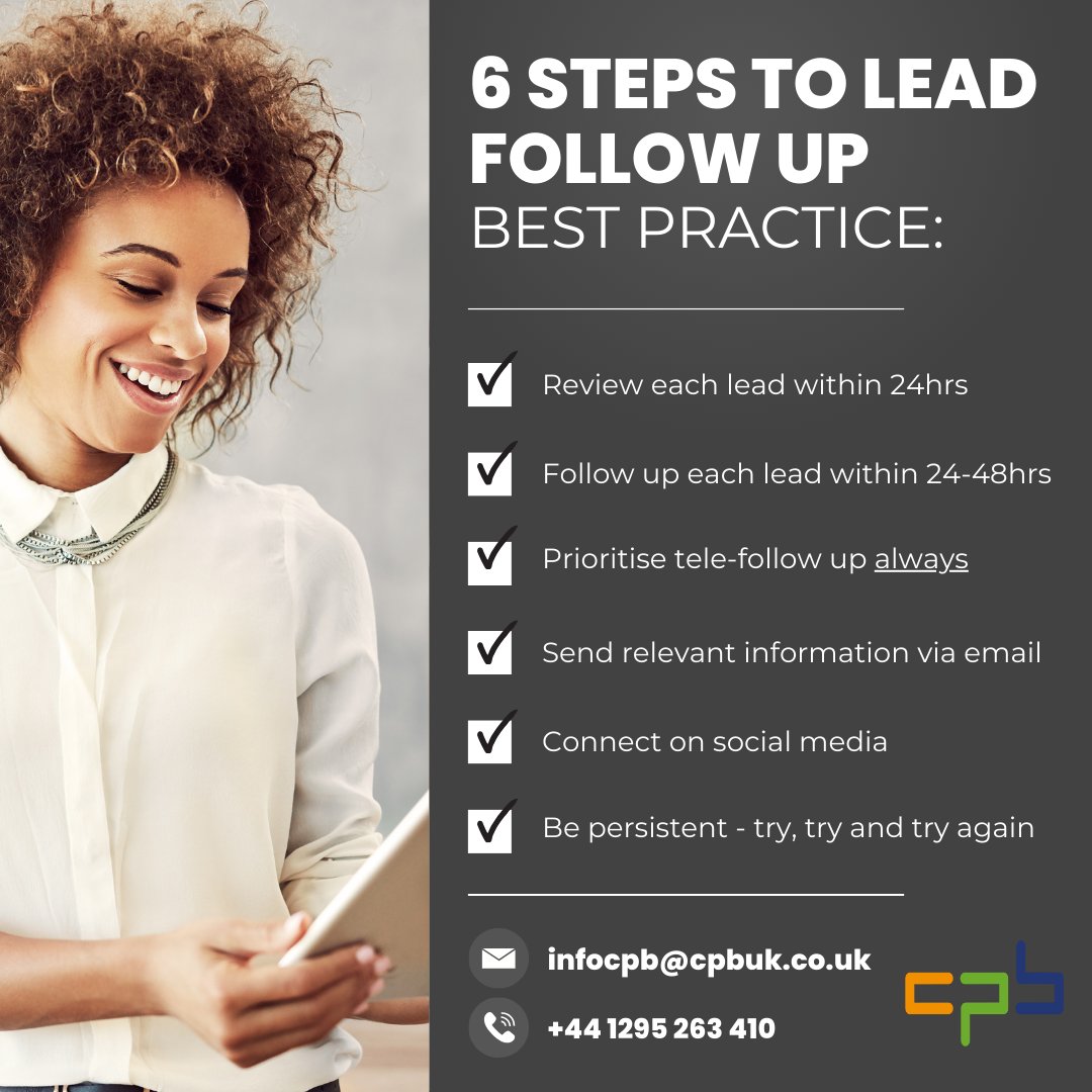 Leads that aren't followed up will never convert. Fact.
Read more about lead follow up and sales excellence in this LinkedIn article by Polina Cook

ow.ly/m1qp50Rc9xk

#salesexcellence #salesconversionsdontjusthappen #leadgeneration #leadnurture