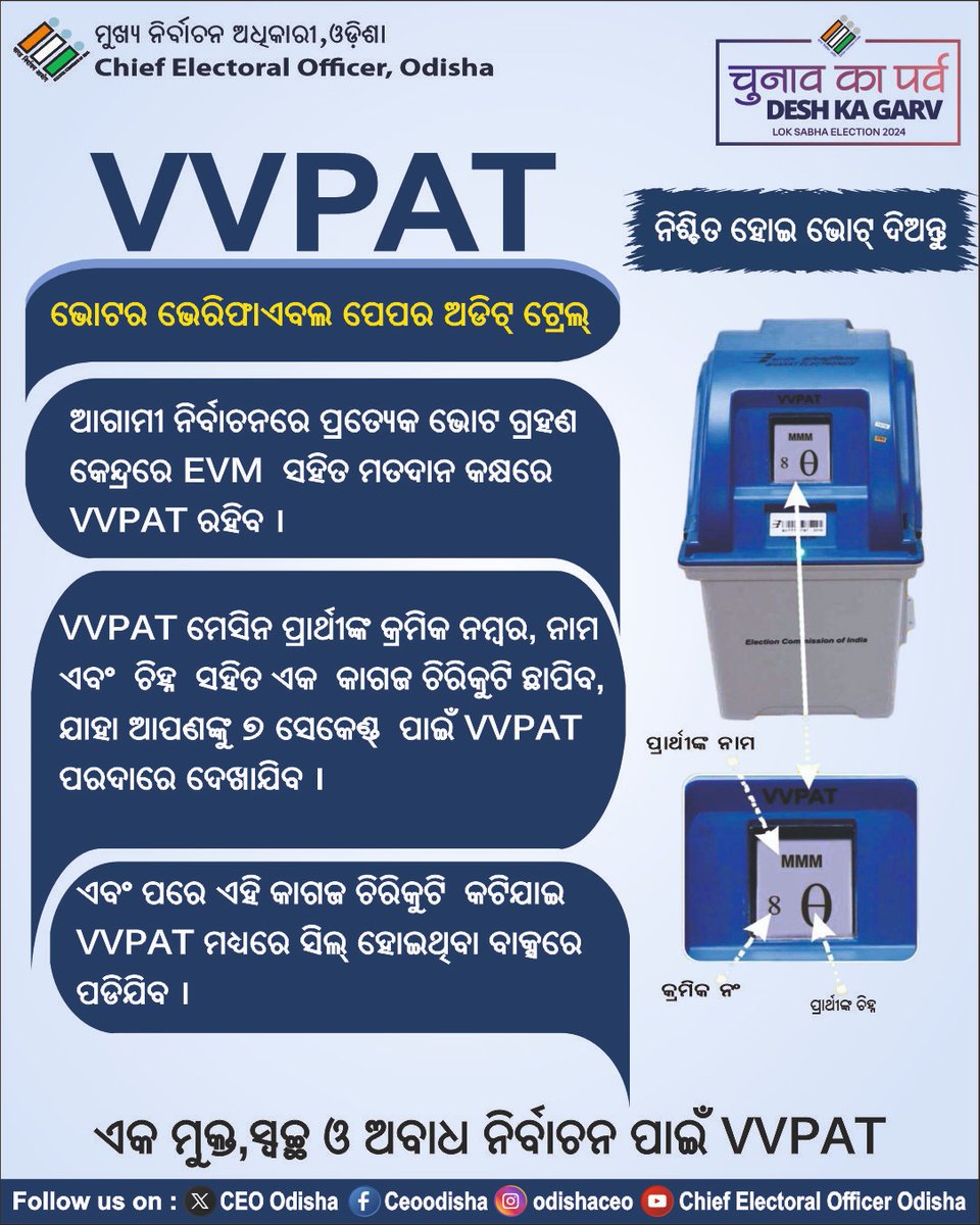 ଏକ ମୁକ୍ତ,ସ୍ୱଚ୍ଛ ଓ ଅବାଧ ନିର୍ବାଚନ ପାଇଁ ଭିଭିପାଟ l #SGE2024 #ChunavKaParv #DeshKaGarv