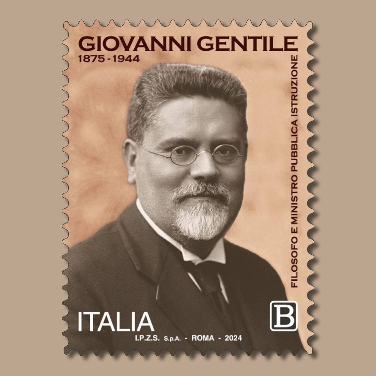 #Filatelia #francobollo commemorativo di Giovanni Gentile, nell’80°anniversario della scomparsa. Nell’immagine, un ritratto del filosofo, considerato tra i maggiori esponenti dell’idealismo italiano. @mimit_gov @IPZS