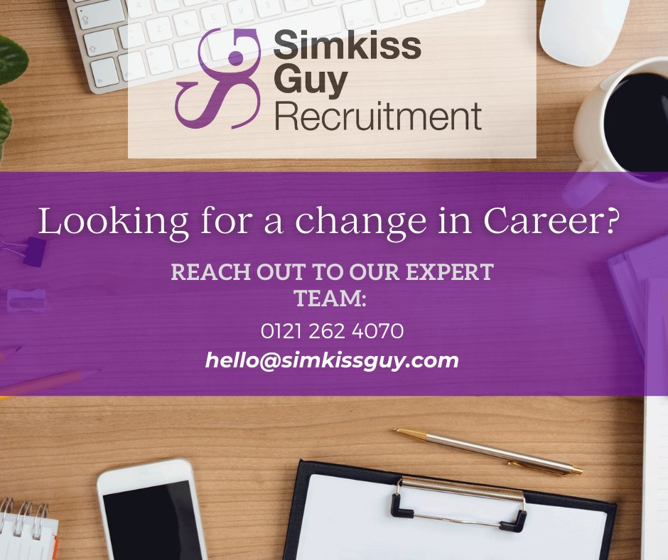 Looking to explore your career options but not sure where to start? At SimkissGuy Recruitment, we are always available for a confidential conversation about everything from specific vacancies or more general CV and interview advice, so please do get in touch today.