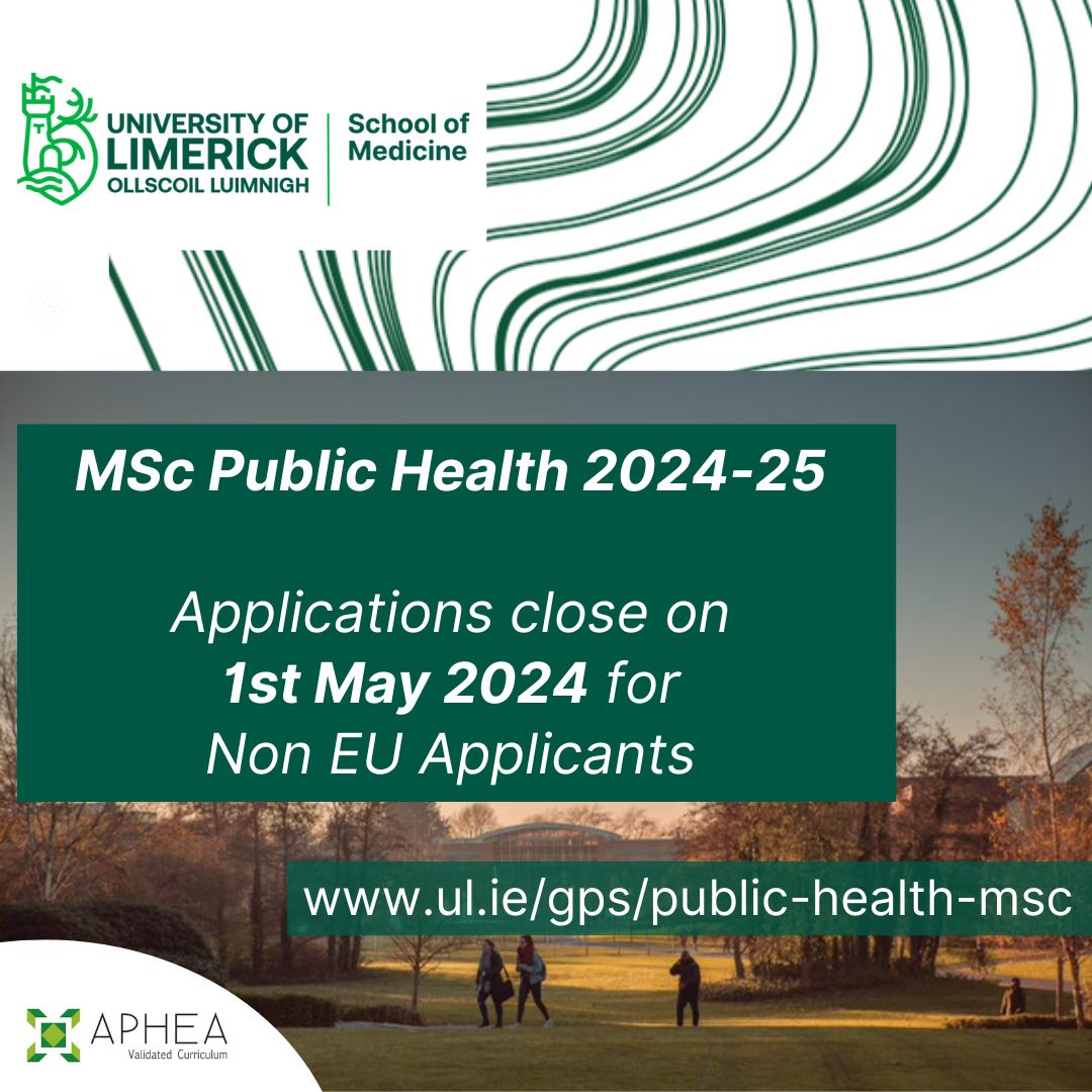 Interested in studying on our MSc Public Health programme? Apply NOW: ul.ie/gps/public-hea… @publichealthul @MedicineAtUL @ProfColumDunne @ulglobal