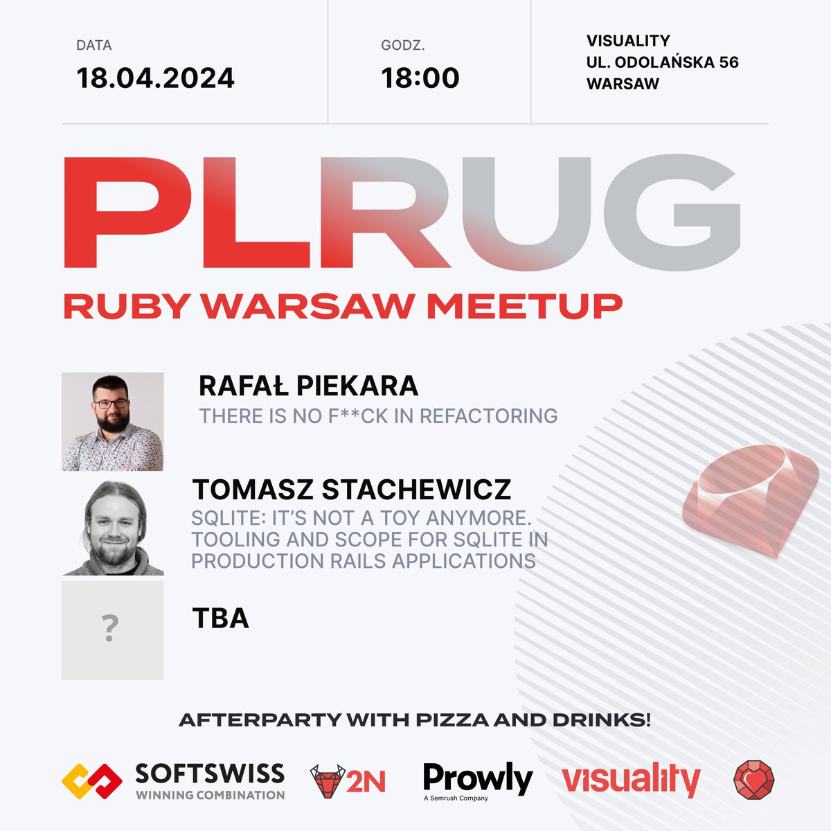 Attention!📣Another meetup is ahead of us. Sign up as usual here:
meetup.com/pl-PL/polishru…
Don't let yourself be invited twice!👌
📆18.04.2024
⏰18:00
📍Visuality office
#rubyonrails #community #engineering