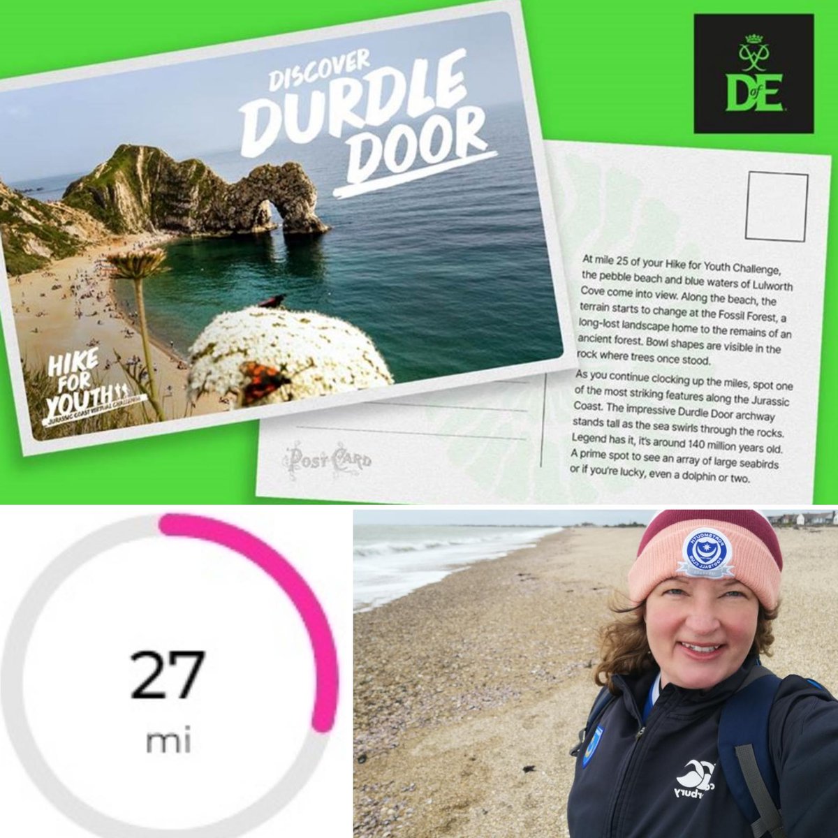 Just got my 1st postcard from my virtual challenge to #HikeForYouth #DofE📮😊🎉 I'm past Durdle Door having completed 27 miles - 😁🏖 Catch up on my journey here: bit.ly/3J2kILy Thank you for your support...😘 #RunningWithoutLimits @DofE