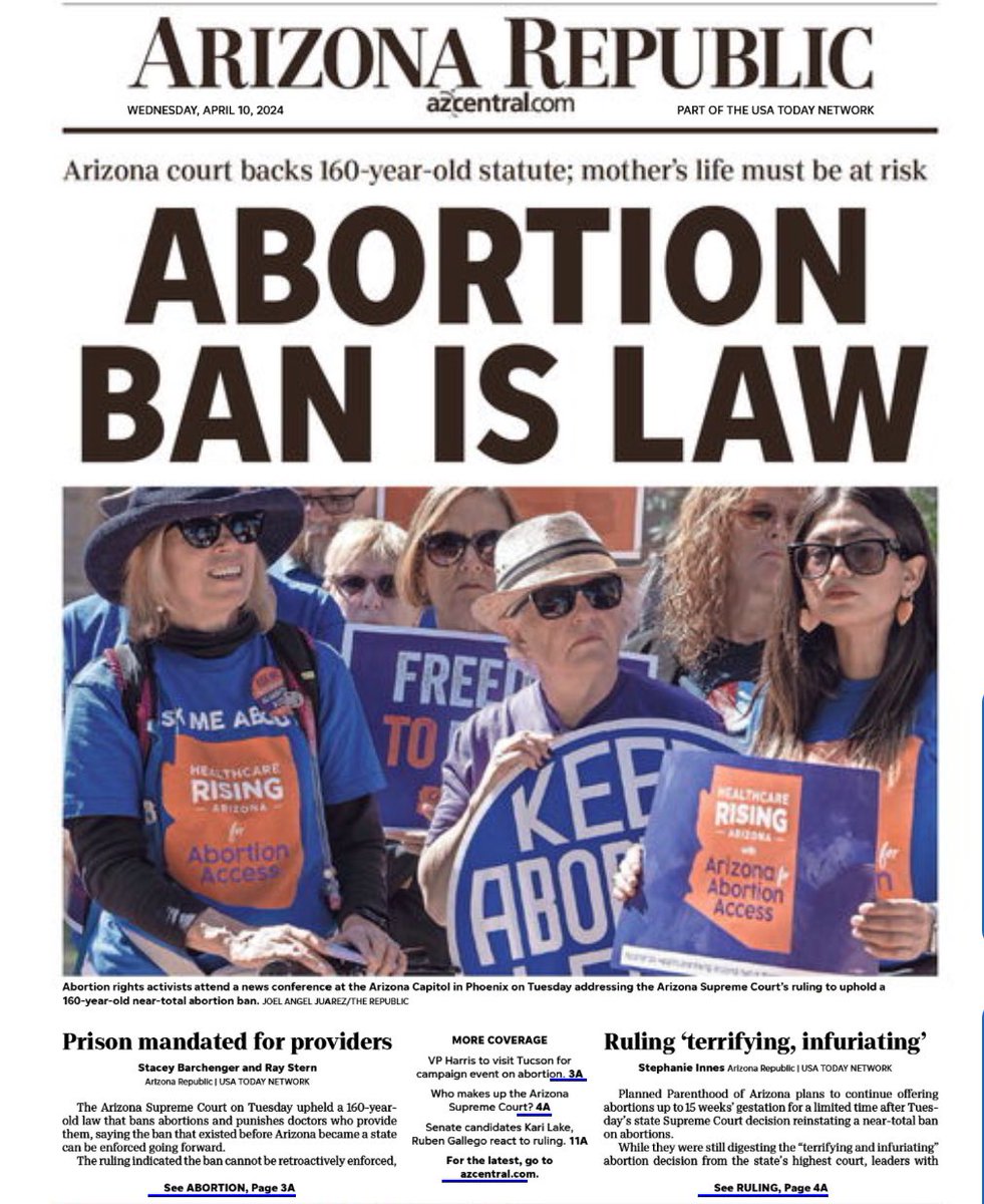 The front page in Arizona this morning: