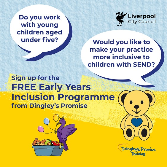 We’ve partnered with Dingley's Promise on its FREE online Early Years Inclusion Programme. If you work with the under fives with SEND this is a great chance to make your practice more inclusive. Parents and carers can also sign up! More - bit.ly/3PtdnZ0