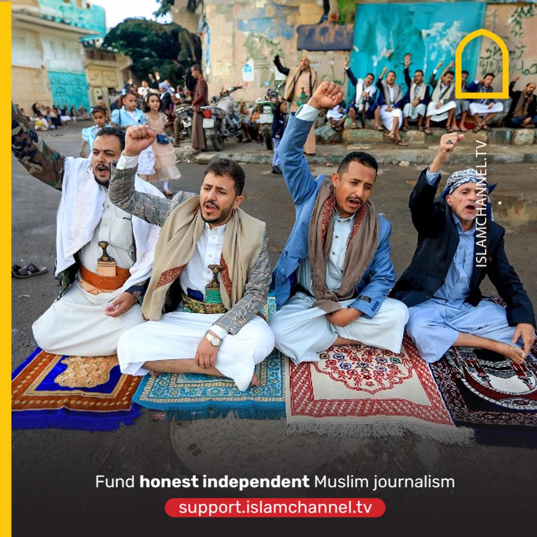 Yemenis attend the morning Eid Al-Fitr prayer outside of a mosque in the capital Sanaa. Fund honest independent Muslim journalism: support.islamchannel.tv. #eid #eidmubarak #yemen #islam #muslims